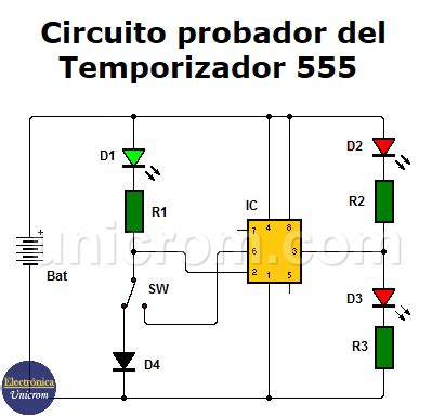 Circuito probador de IC 555 circuito impreso Electrónica Unicrom