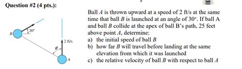 Solved Question 2 4 Pts Ball A Is Thrown Upward At A Chegg