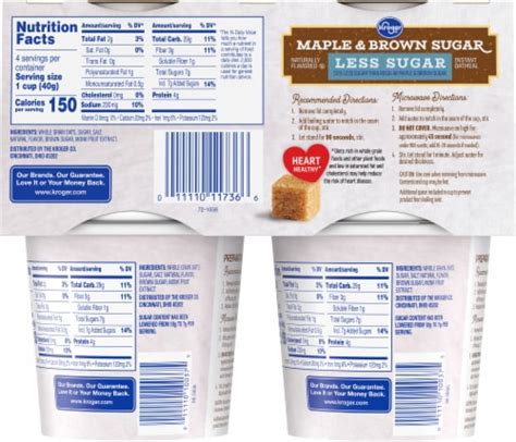 kroger maple brown sugar  sugar instant oatmeal cups  ct kroger