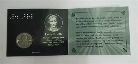 Th Birth Anniversary Of Louis Braille Proof Coin Set Unc Bidcurios