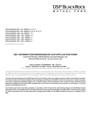 Fillable Online Key Information Memorandum Cum Application Form Fax