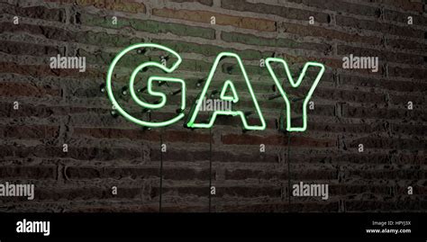 GAY Realistic Neon Sign On Brick Wall Background D Rendered Royalty Free Stock Image Can Be