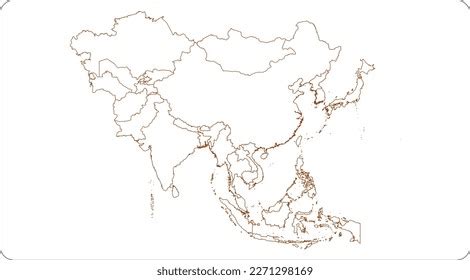 asia map asia map brown lines stock vector royalty