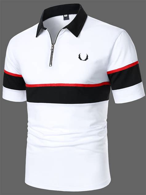 White Casual Collar Short Sleeve Polyester Colorblockgraphic