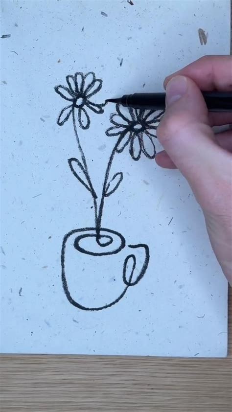 Easy Flower Drawing Tutorial | How to Draw Flower | Line Art | Line ...