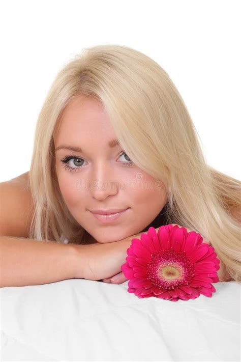 Cute Blonde Woman Wearing Jeans And White Top Stock Image Image Of Look Good