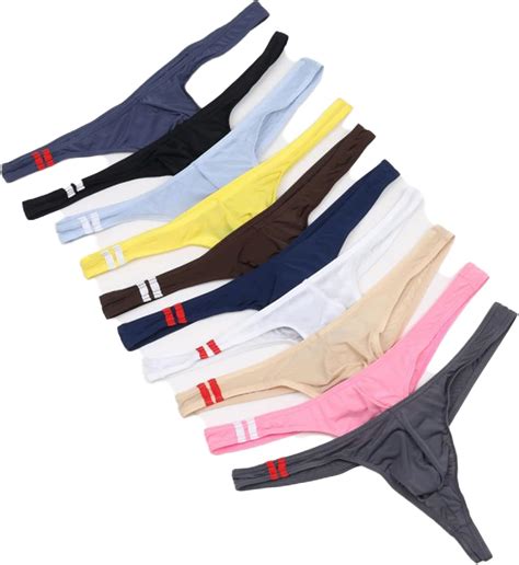 Faringoto Men S Ice Silk Thong Bikini Low Rise U Convex Thin G String