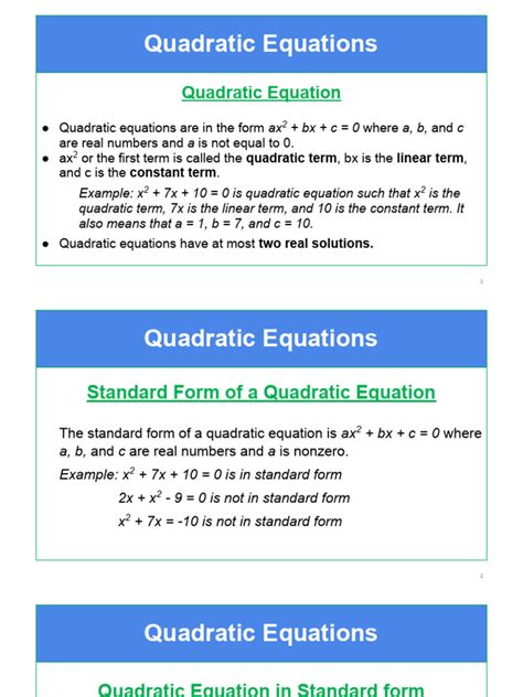 07 Quadratic Equations | PDF | Quadratic Equation | Equations
