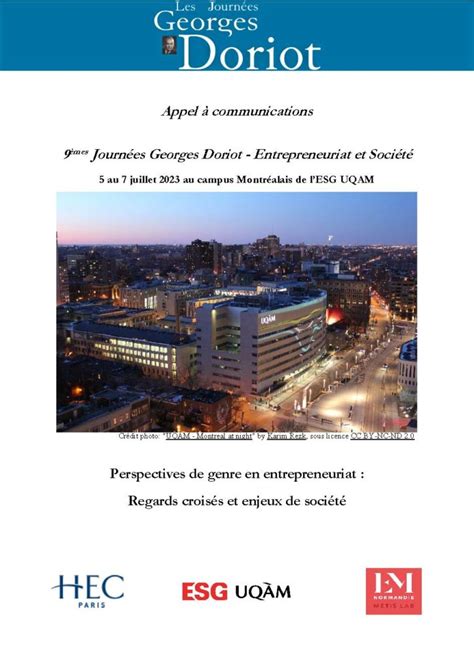 Appel Communications Mes Journ Es Georges Doriot Entrepreneuriat