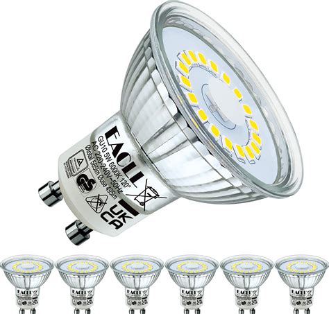 Eacll Gu10 Led Bulbs Cool White 5w Equivalent 65w Halogen Pack Of 6