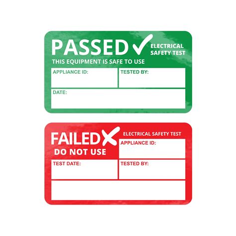 Pat Testing Stickers Passed Or Failed Electrical Safety Pat Test Labels