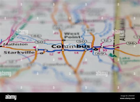 Columbus Mississippi Usa Shown On A Geography Map Or Road Map Stock
