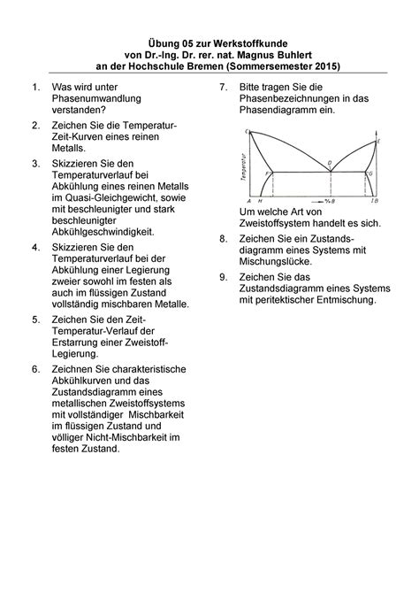 Bung Werkstoffkunde Bung Zur Werkstoffkunde Von Dr Ing