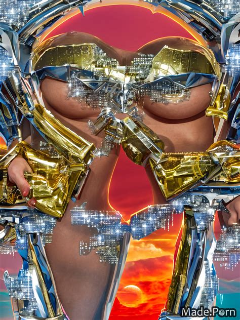 Porn Image Of Sideview Chrome Partially Nude Bronze Metal Alien Planet Created By AI