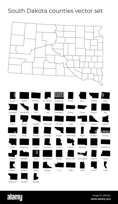 South Dakota Map With Shapes Of Regions Blank Vector Map Of The Us