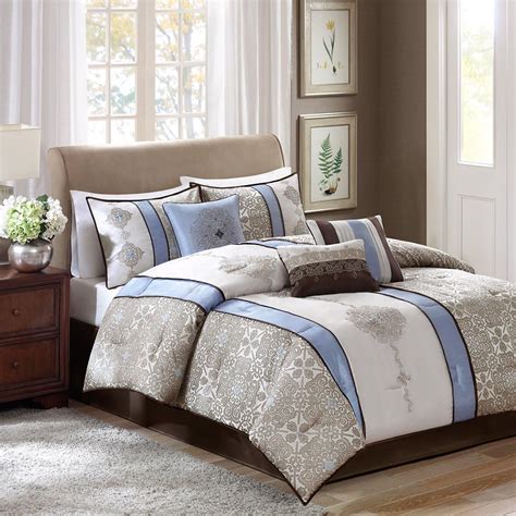 Madison Park Donovan 7 Piece Comforter Set Blue King