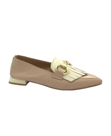DIVINE FOLLIE F Nude Rosa Scarpa Donna Mocassino Morsetto Pelle