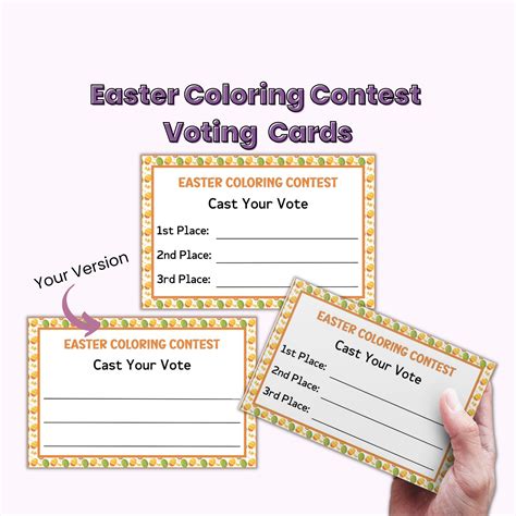 Printable Easter Coloring Contest Voting Cards Ballot Template