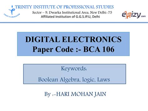 Digital Electronics Boolean Algebra Ppt