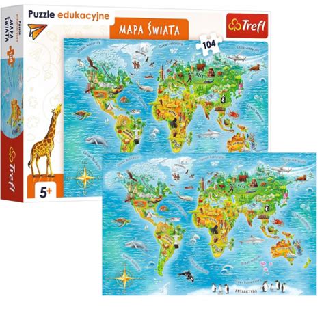 Puzzle edukacyjne dla dzieci Mapa świata 104 el Trefl Babyboutik