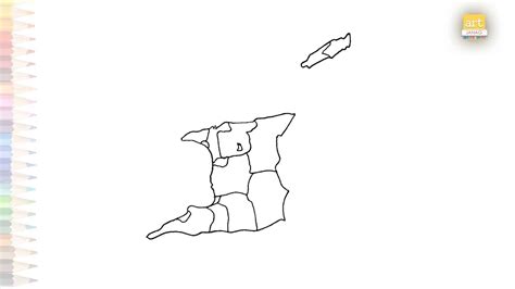 Trinidad And Tobago With Regions Map Drawing How To Draw Trinidad And Tobago Map Easy