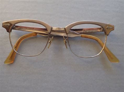 Shuron Continental Sc Usa Gold Filled Aluminum Eyeglasses Frame With Plastic Earpiece Ends