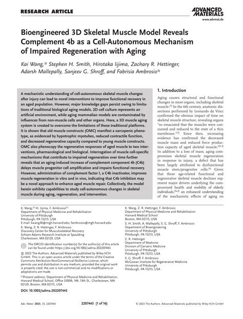 PDF Bioengineered 3D Skeletal Muscle Model Reveals Complement 4b As A