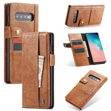 CaseMe Samsung Galaxy S10 Retro Wallet Slot Cards Case Brown