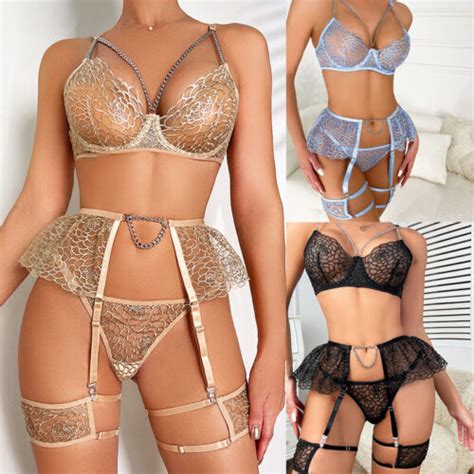 Women S Sexy Lingerie Lace Babydoll Bra Thong Set Sleepwear Underwear Nightwear EBay