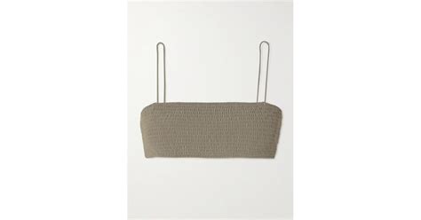 TOTEME Shirred Recycled Bikini Top In Natural Lyst