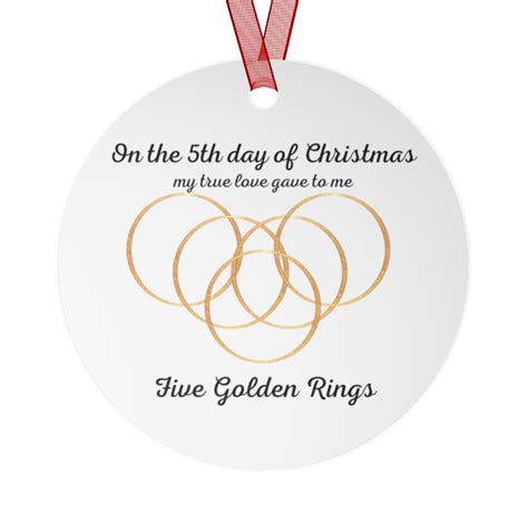 12 Days Of Christmas Ornament Five Golden Rings Ornament Etsy