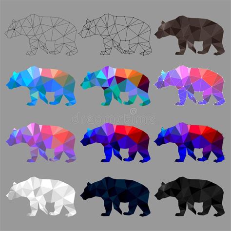 Set Of Bear Polygon Geometric Stock Vector Illustration Of Polygon