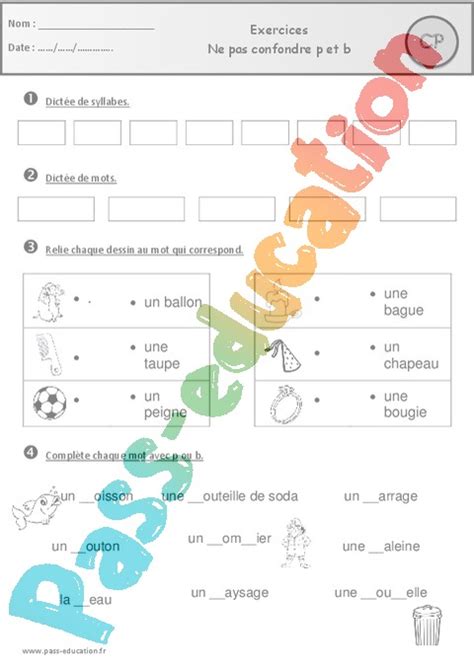 Exercice P B Son Complexe Confusion CP Cycle 2 Pass Education