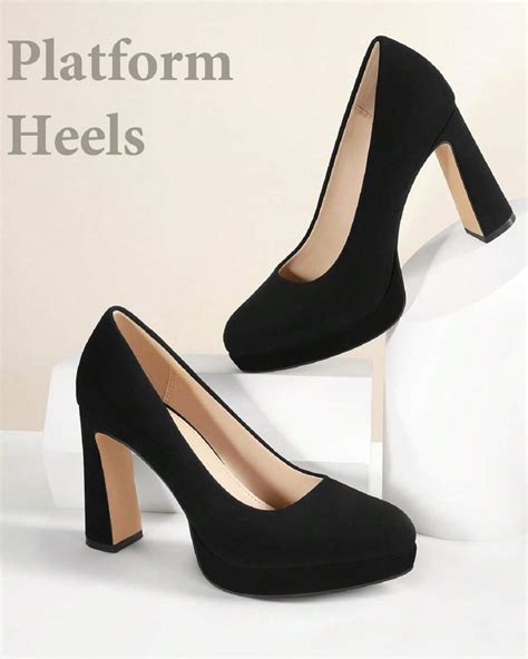 Women Platform Heels Women Pumps Black White Nude Closed Toe Chunky Heel Shoes SHEIN USA