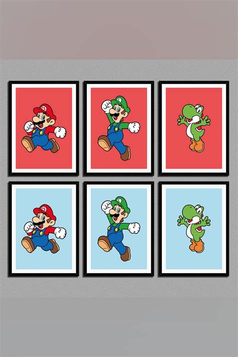 Minimally Designed Mario Poster Set Printable Game Poster Video Game