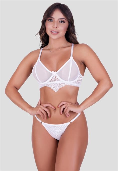 Conjunto Lingerie Mdmix Tule Aro Branco Compre Agora Dafiti Brasil