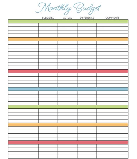 10 Free Printable Budget Worksheets