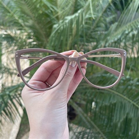 Óculos de Grau Gatinho Nude Samantha Safine Óculos