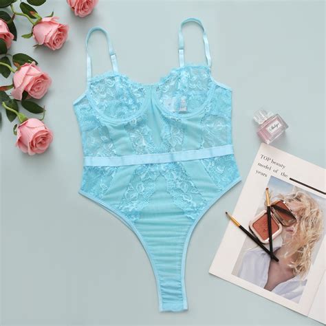 Generic 2025 Sexy Jumpsuit Close Fitting See Through Lace Suit Hot Girl Gathered Mesh Backless