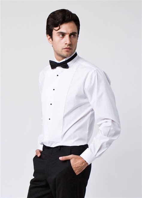 Marquis wing tip collar tuxedo dress shirt with bow tie | eBay