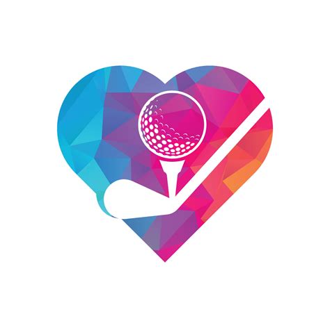 Stick Golf Heart Shape Concept Logo Design Vector Template Golf Logo Designs Golf Sport