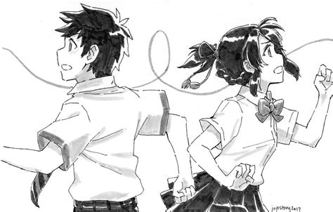 Taki and Mitsuha from Your Name for today's inktober sketch! : AnimeSketch