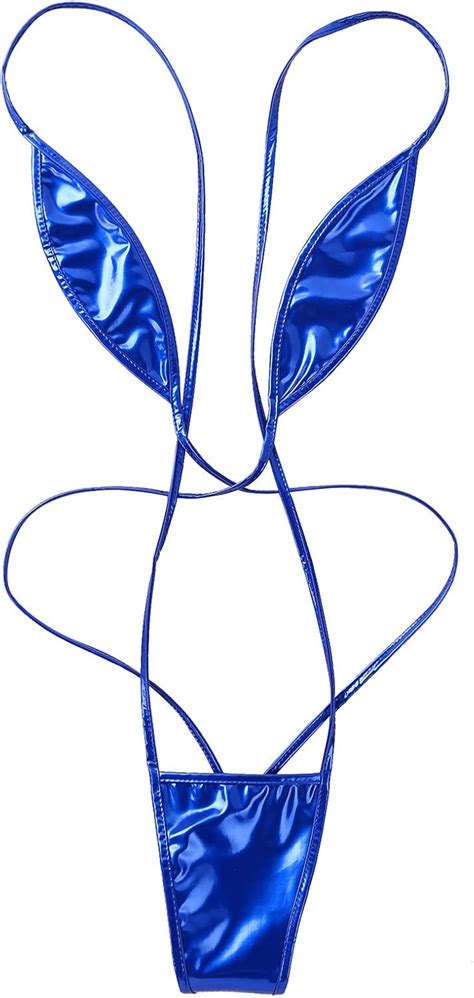 YiZYiF Damen Metallic Micro Bikini Set Push Up Mini BH mit G String Glänzend Stringbody Monokini