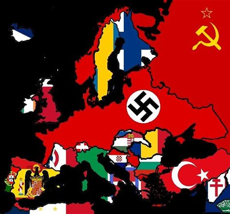 Flag map of europe in ww2 (1942) : r/europe