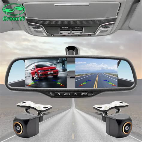 GreenYi Monitor de visión trasera para coche pantalla Dual HD de 4 3