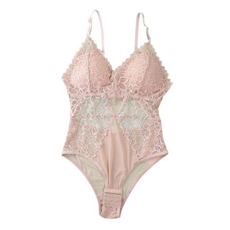 Womens One Piece Lingerie Deep V Teddy Sexy Lace Bodysuit Walmart