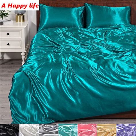 Купить Летние шелковые простыни, однотонные атласные постельные ...