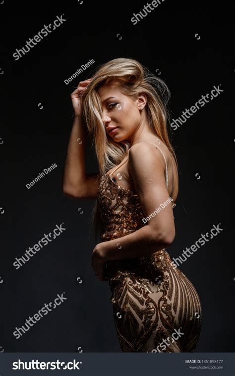 Beautiful Girl Sexy Blonde Dress Posing Stock Photo 1351898177 Shutterstock