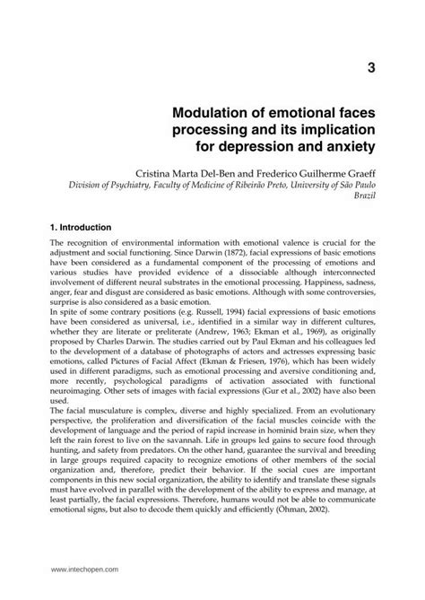 Pdf Modulation Of Emotional Faces Processing And Its Implication For