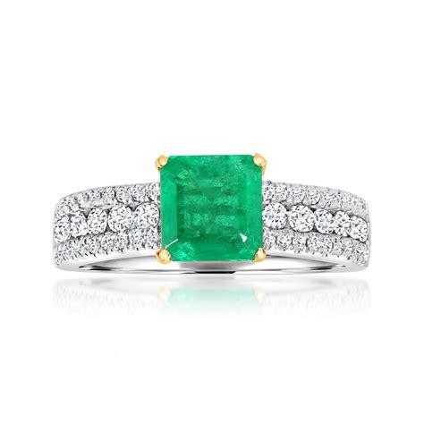 130 Carat Emerald Ring With 63 Ct Tw Diamonds In 14kt Two Tone